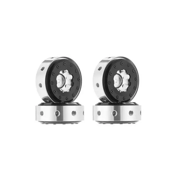 Hot Racing Silver Beadlock 1.9 Rims Black Rings Scx2 (Hrac1514) 1