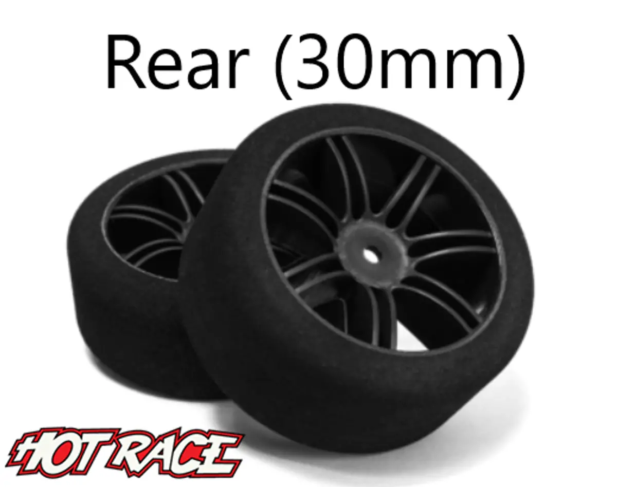 Hot Race 1:10 Rear Tires - Carbon Wheels (37 Shore) 1