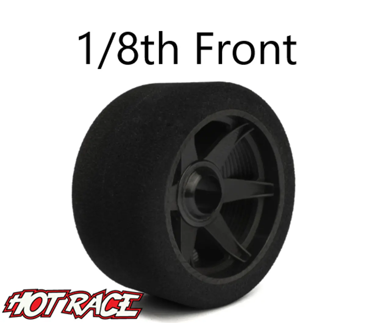Hot Race 1:8 Front Tires - Carbon Wheels (32 Shore) 1