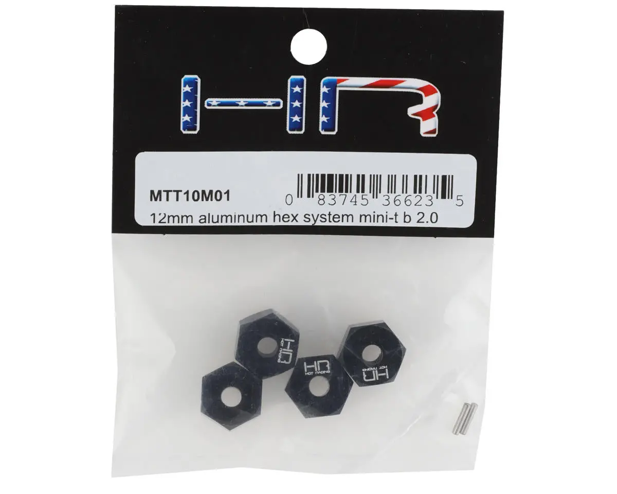 Hot Racing Mini-T 2.0/Mini-B 12Mm Aluminum Hex Set (Black) (4) 1