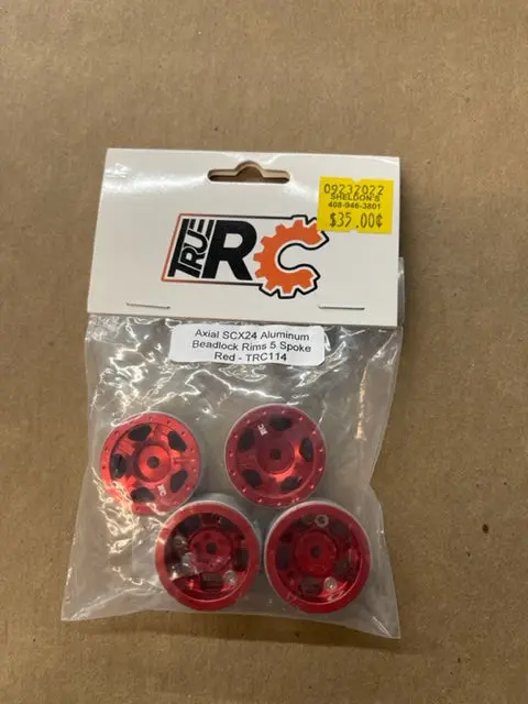 Axial Scx24 Aluminum Beadlock Rims 5 Spoke Red Trc114 1