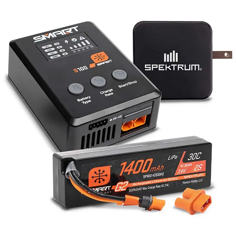 Smart Powerstage Surface Bundle: 1400Mah 2S 30C Lipo Battery (Ic2) / 100W S100 Charger / 65W Power Supply / Adapter 1