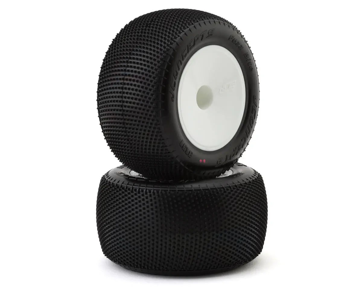 Jconcepts Fuzz Bite 2.2" Pre-Mounted Stadium Truck Tires (White) (2) (Pink) W/12Mm Hex 1