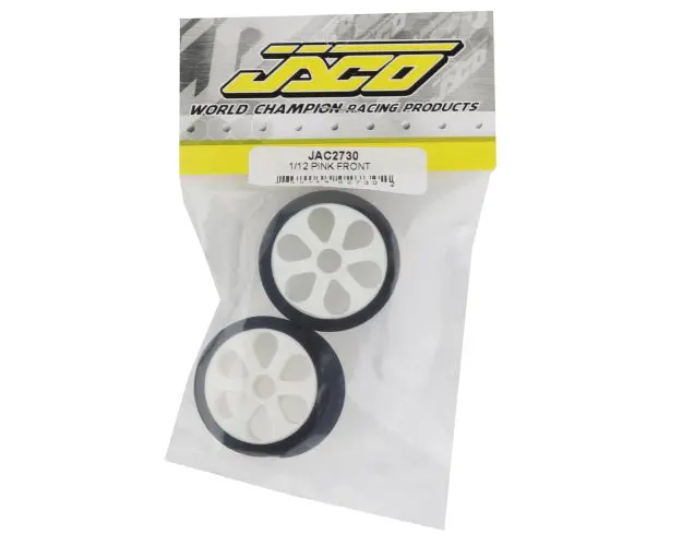 Jaco Prism 1/12 Mounted Foam Front Tires (2) (Pink) 1