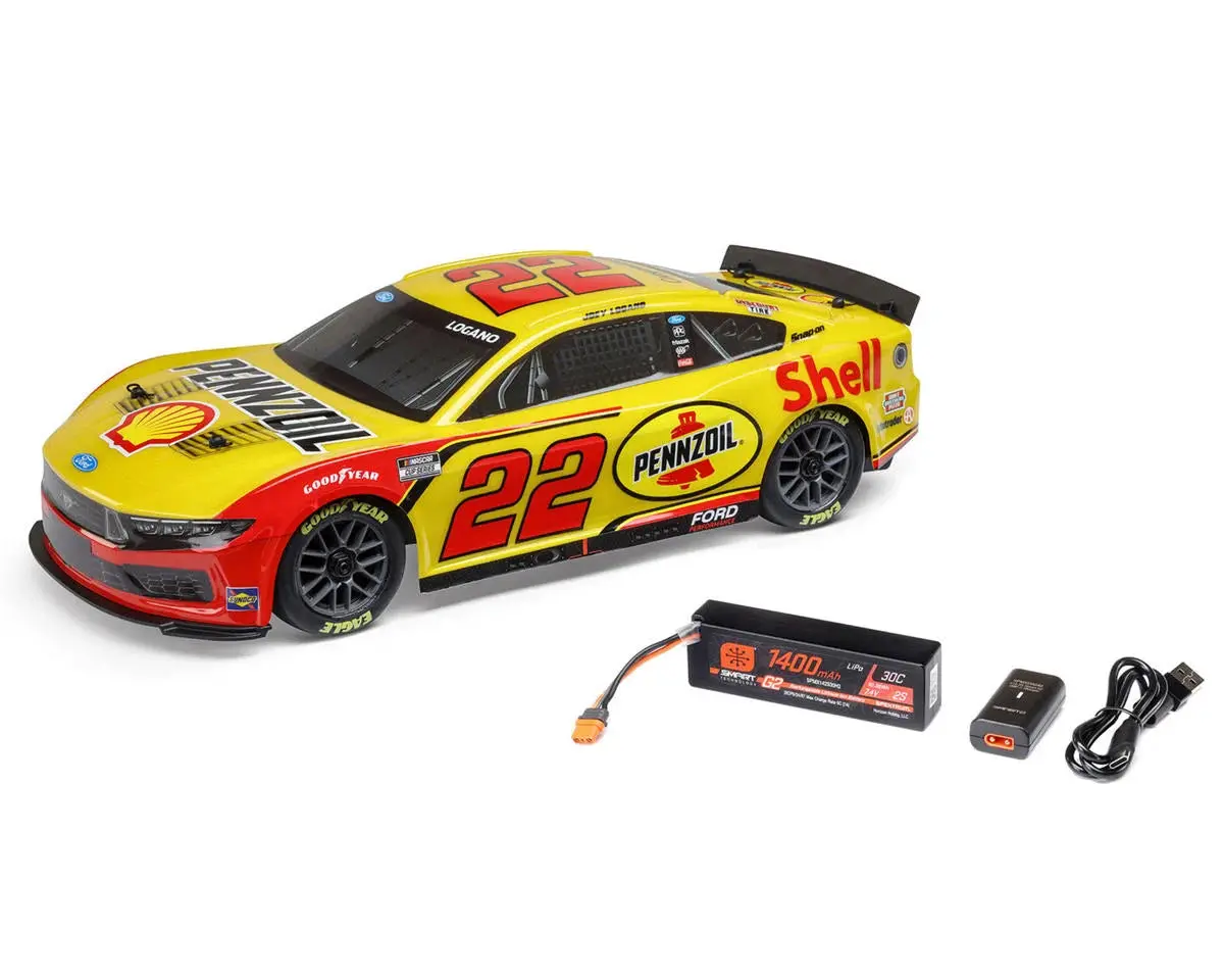 Losi Nascar #22 Ford Mustang 1/12 2S Awd Rtr On-Road Car (Joey Logano) W/2.4Ghz Transmitter, Battery, & Charger 1
