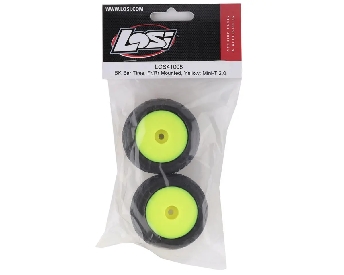 Losi Mini-T 2.0 Bk Bar Pre-Mounted Tires (Yellow) (2) 1