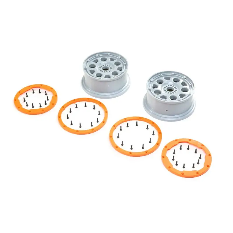 Wheels, Silver, Orange Bead Lock (2): Dbxl-E 2.0 - Los45032 1