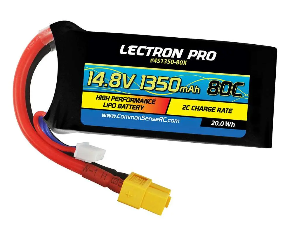 Lectron Pro 14.8V 1350Mah 80C Lipo Battery With Xt60 Connector For Fpv Racers 1