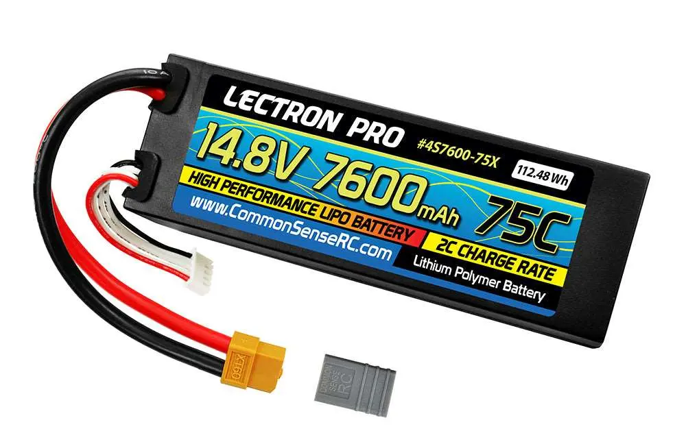 Lectron Pro 14.8V 7600Mah 75C Hard Case Lipo Battery With Xt60 Connector / Most Common 1
