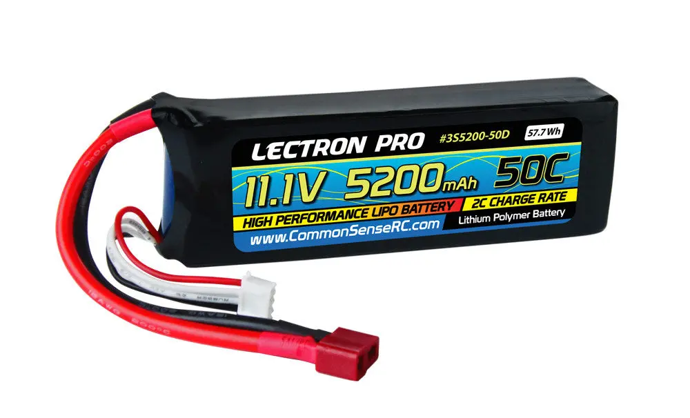 Lectron Pro 11.1V 5200Mah 50C Lipo W/ Deans Plug 1