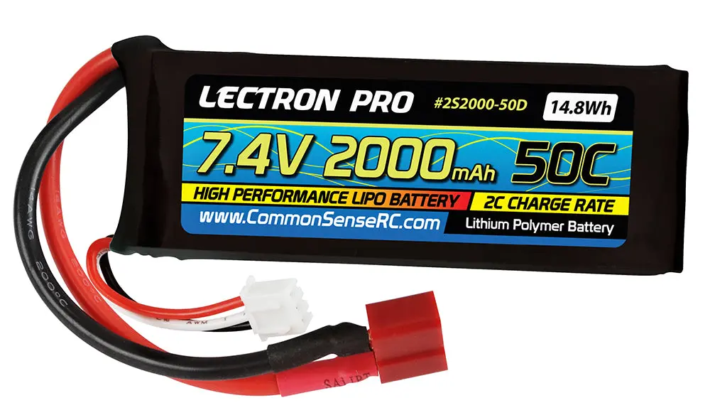 Lectron Pro 7.4V 2000Mah 50C Lipo Battery With Deans Connecto 1
