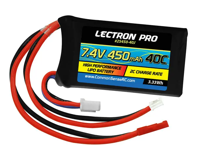 Lectron Pro 7.4V 450Mah 40C Lipo Battery With Jst Ph 2.0 Connector For Axial Scx24 1
