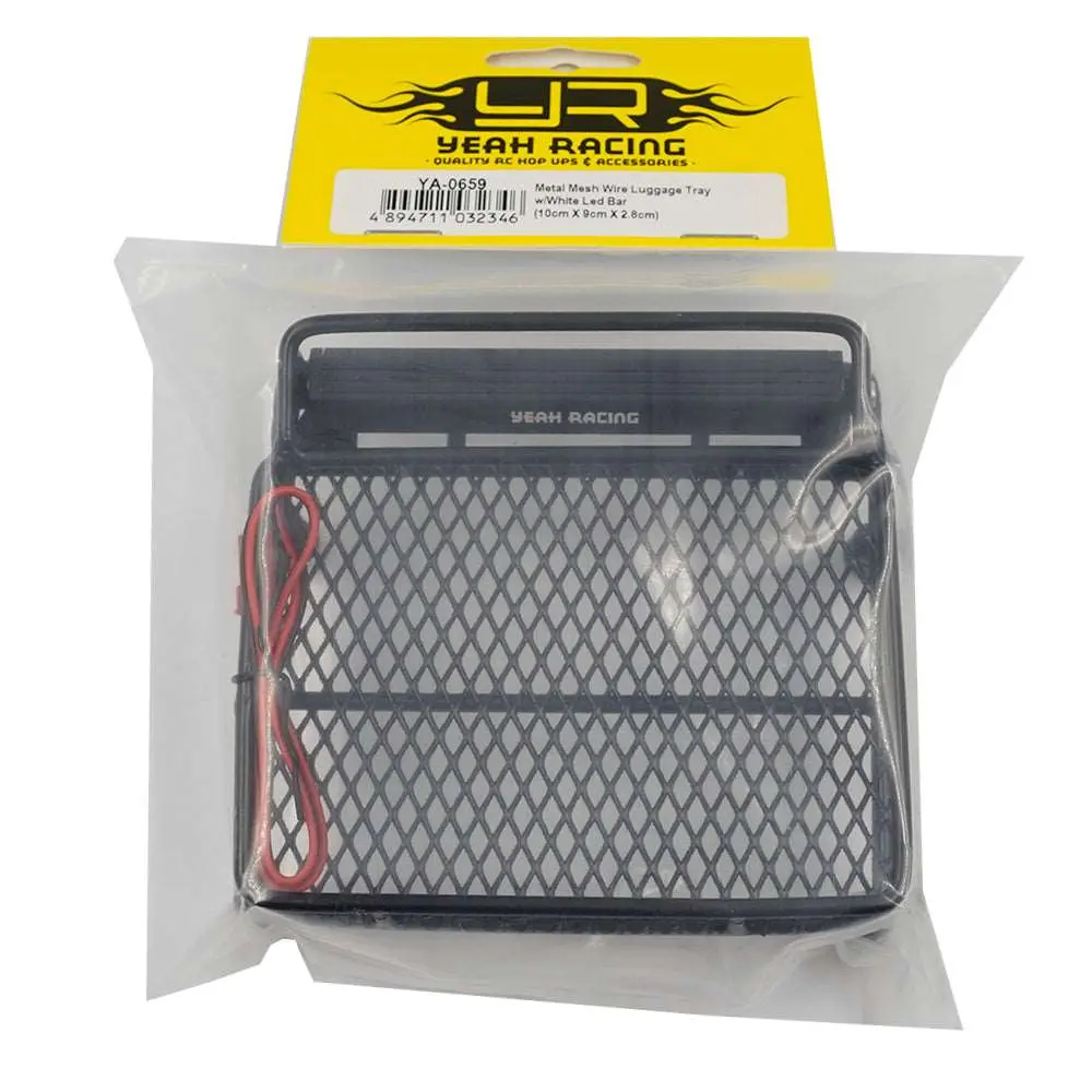 Yeah Racing Metal Mesh Wire Luggage Tray (10Cm X 9Cm X 2.8Cm) W/ White Led Bar 1
