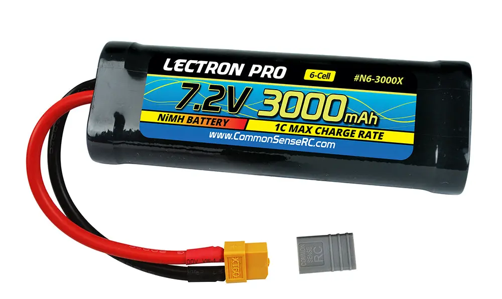 Lectron Pro Nimh 7.2V (6-Cell) 3000Mah Flat Pack With Xt60 Connector + Csrc Adapter For Xt60 Batteries To Popular Rc Vehicles 1