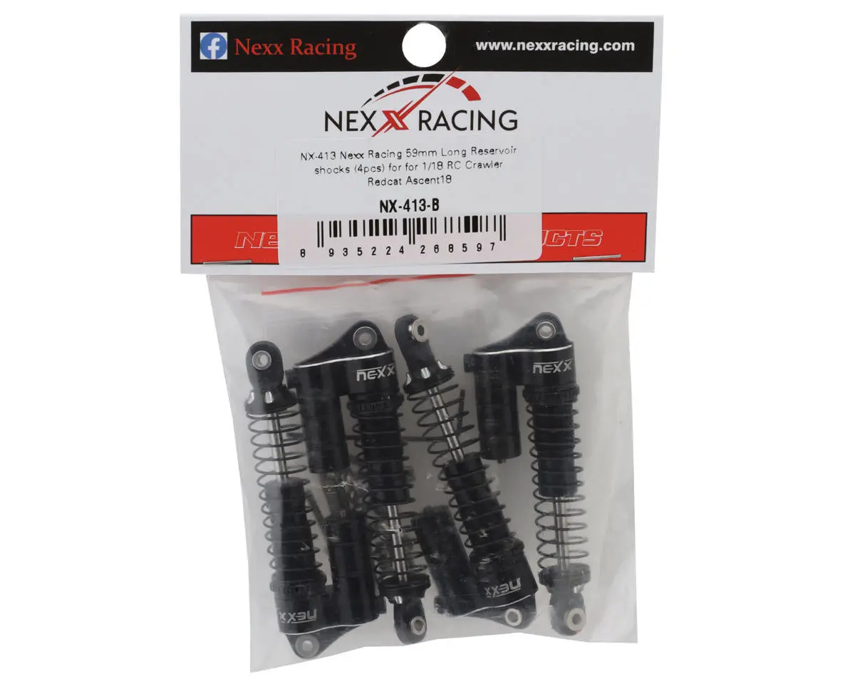 Nexx Racing Redcat Ascent-18 59Mm Aluminum Oil-Filled Reservoir Shocks (Black) (4) 2