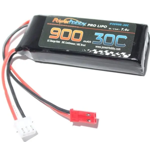 Power Hobby 900Mah 7.4V 2S 30C Lipo Battery With Hardwired Jst Connector 1
