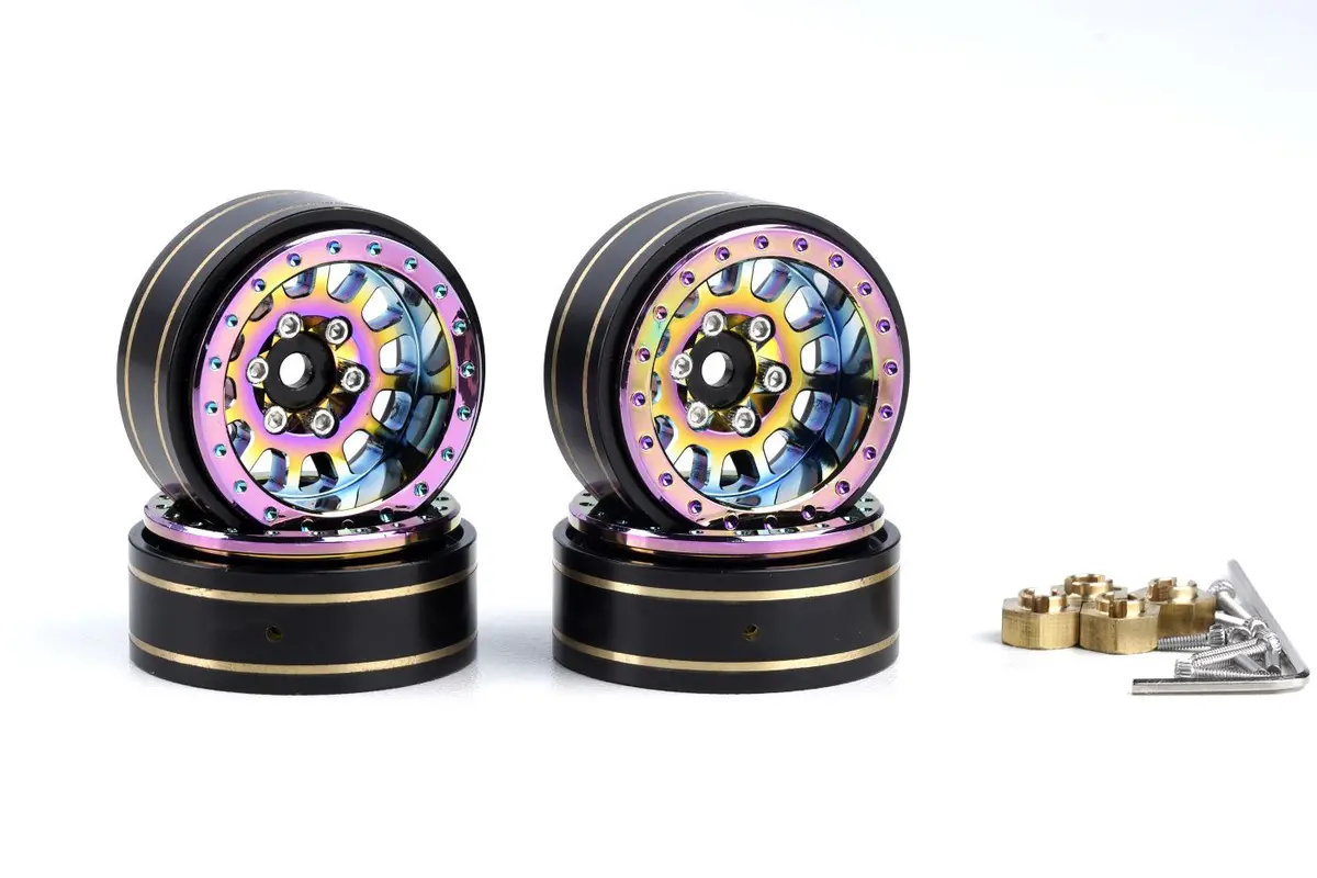 Powerhobby 1.0" Titanium Brass Beadlock Crawler Wheels 1/24 1