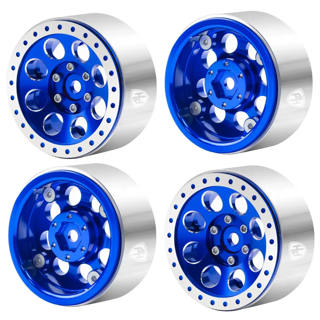 Powerhobby 1.3" Aluminum Beadlock Wheels Blue (4) 1/24 Rock Crawler 1