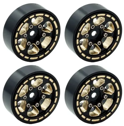 Power Hobby 1.0" Black Brass Beadlock Crawler Wheels, 1/24 Traxxas Trx-4M 1