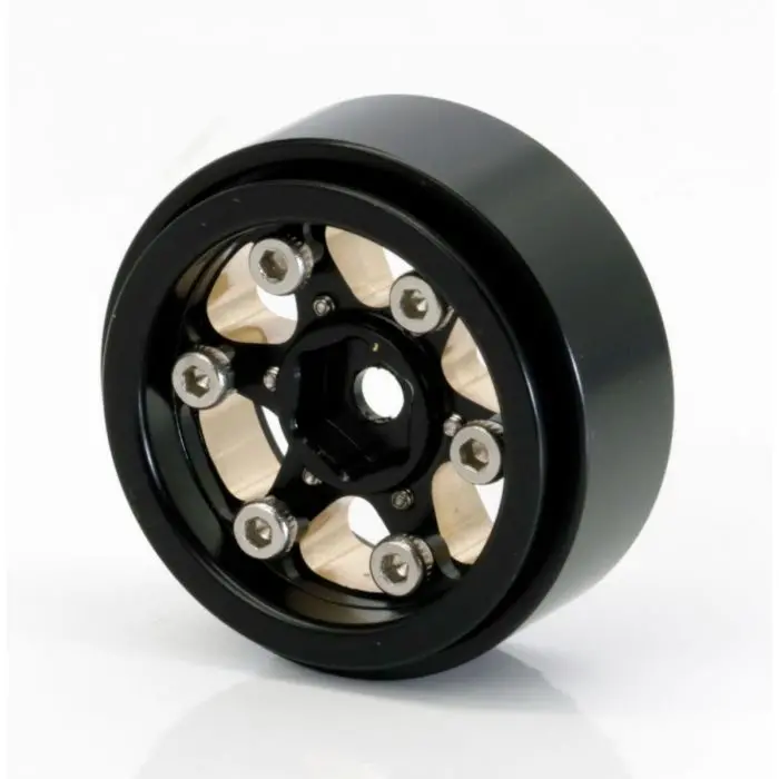 Power Hobby 1.0" Black Brass Beadlock Crawler Wheels, 1/24 Traxxas Trx-4M 2