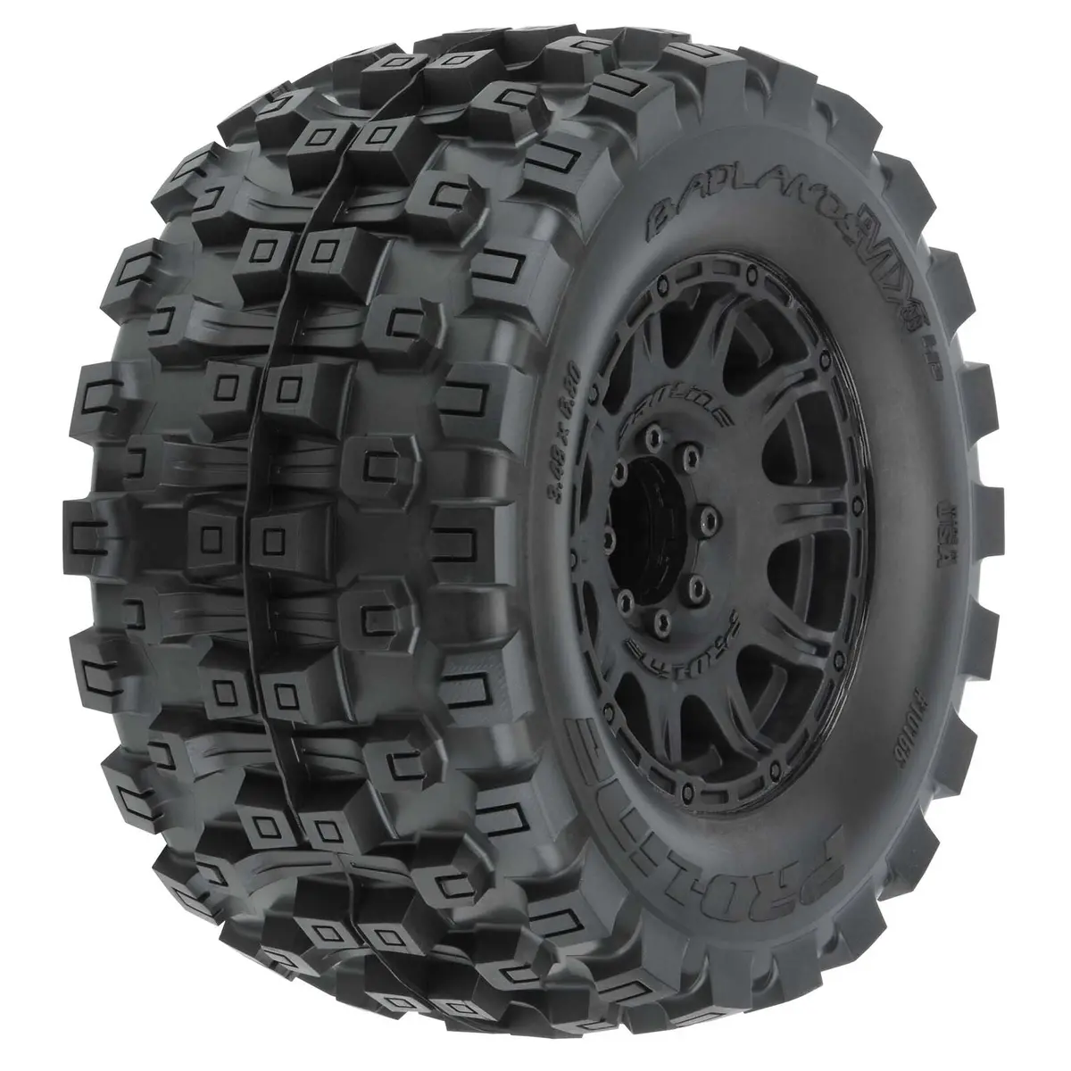 1/8 Badlands Mx38 Hp Belted F/R 3.8" Mt Mounted 17Mm Blk Raid (2) - Pro1016610 1