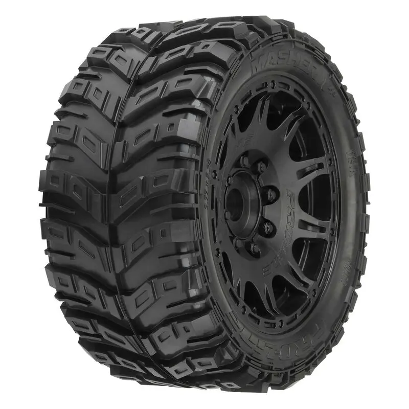 1/6 Masher X Hp Belted Fr/Rr 5.7" Mt Tires Mounted 24Mm Black Raid (2) - Pro1017610 1