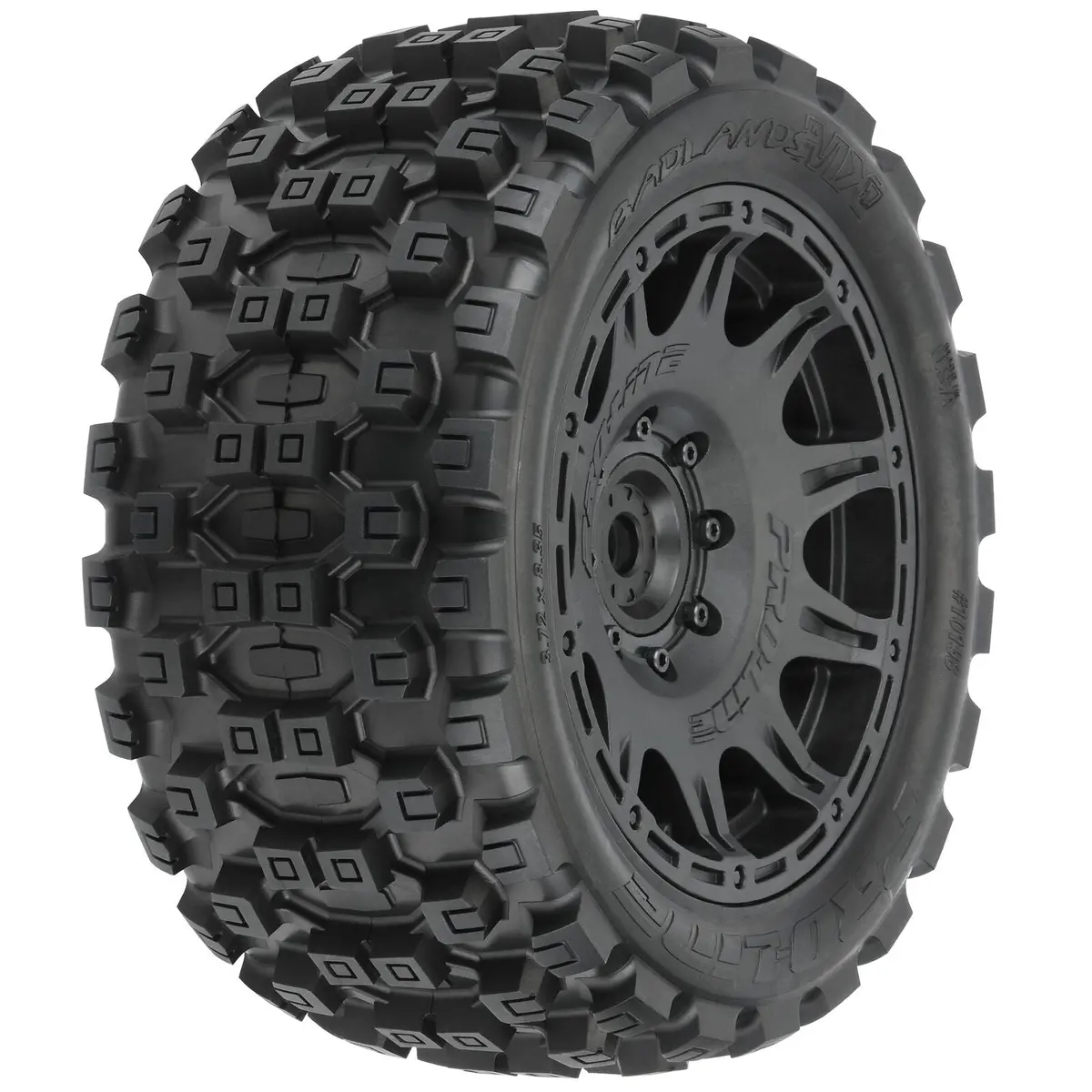 1/6 Badlands Mx57 Front/Rear 5.7” Tires Mounted On Raid 8X48 Removable 24Mm Hex Wheels (2): Black - Pro1019811 1