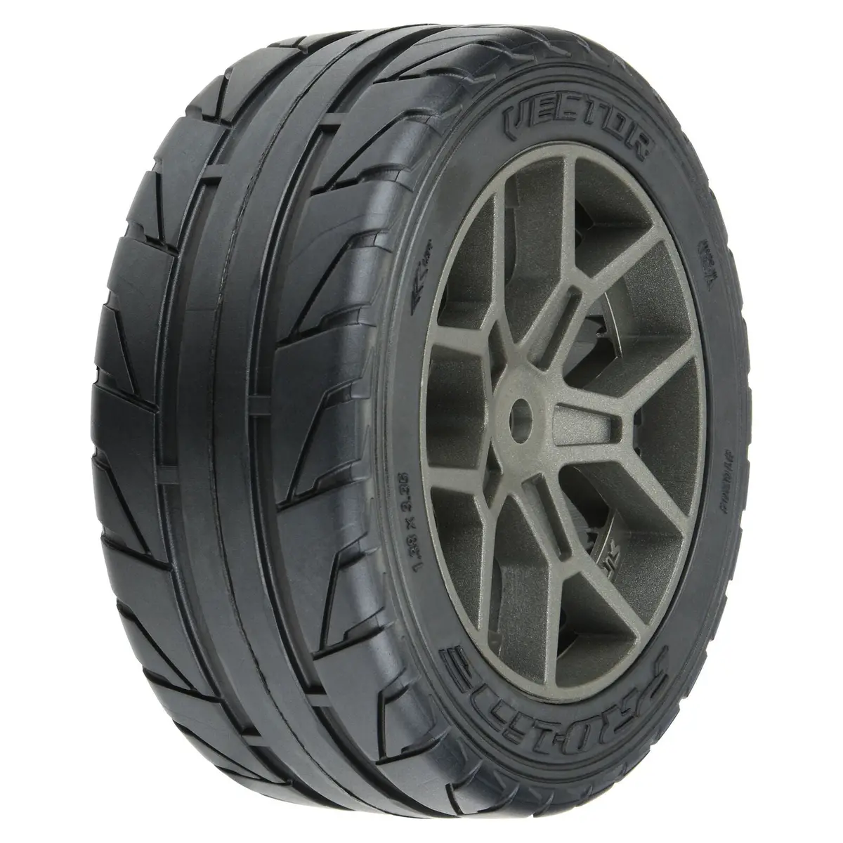 1/8 Vector S3 Front/Rear 35/85 2.4" Belted Mounted Tires, 14Mm Gray: Vendetta - Pro1020410 1
