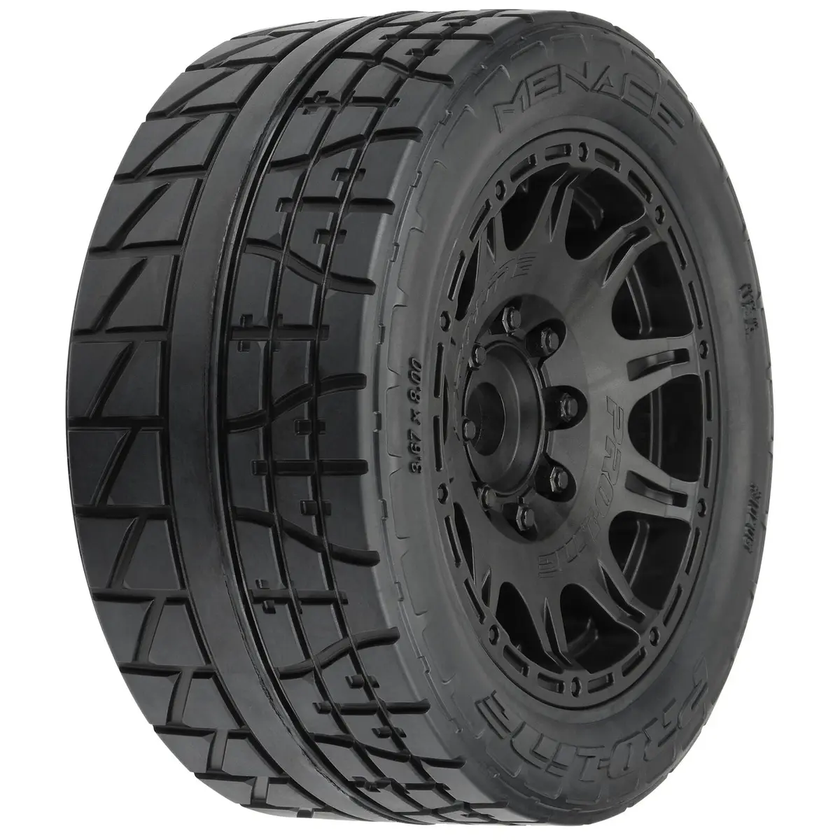 1/6 Menace Hp Belted F/R 5.7" Mt Tires Mounted 24Mm Blk Raid (2) - Pro1020510 1