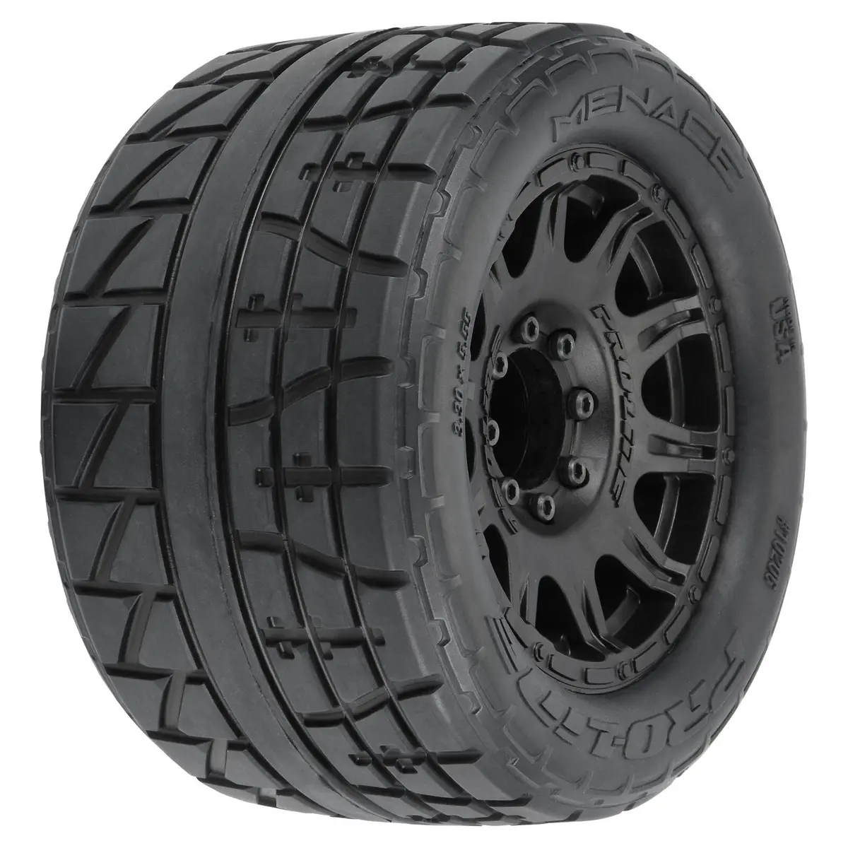 1/8 Menace Hp Belted Fr/Rr 3.8" Mt Tires Mounted 17Mm Black Raid (2) - Pro1020610 1
