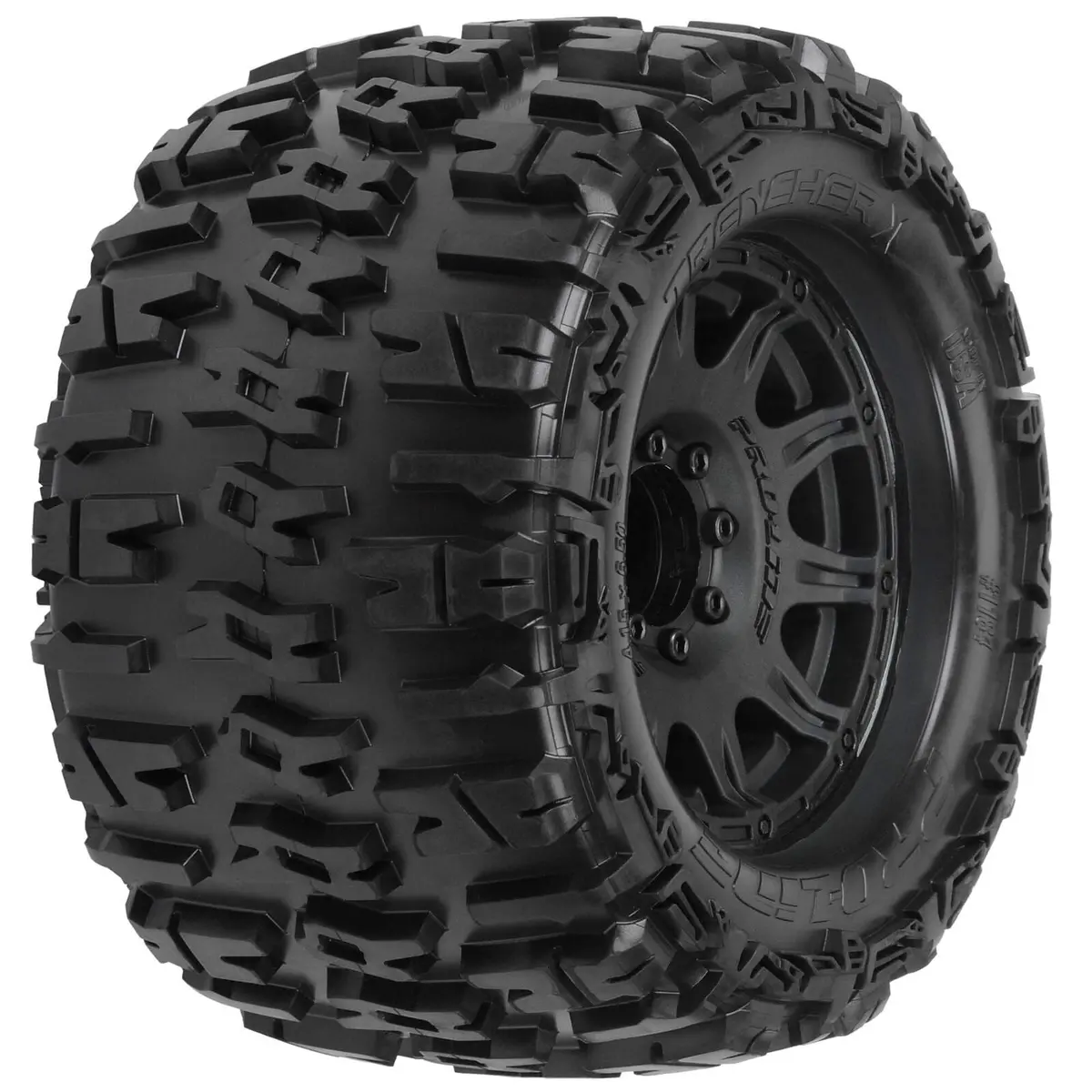 1/8 Trencher X F/R 3.8" Mt Tires Mounted 17Mm Blk Raid (2) - Pro118410 1