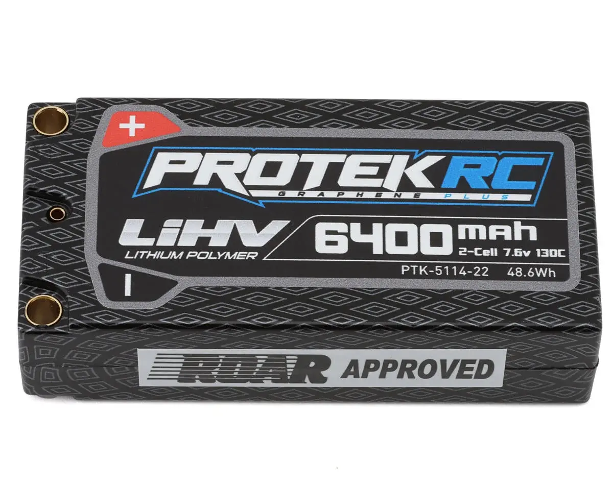 Protek Rc 2S 130C Low Ir Si-Graphene + Hv Shorty Lipo Battery (7.6V/6400Mah) W/5Mm Connectors (Roar Approved) 1