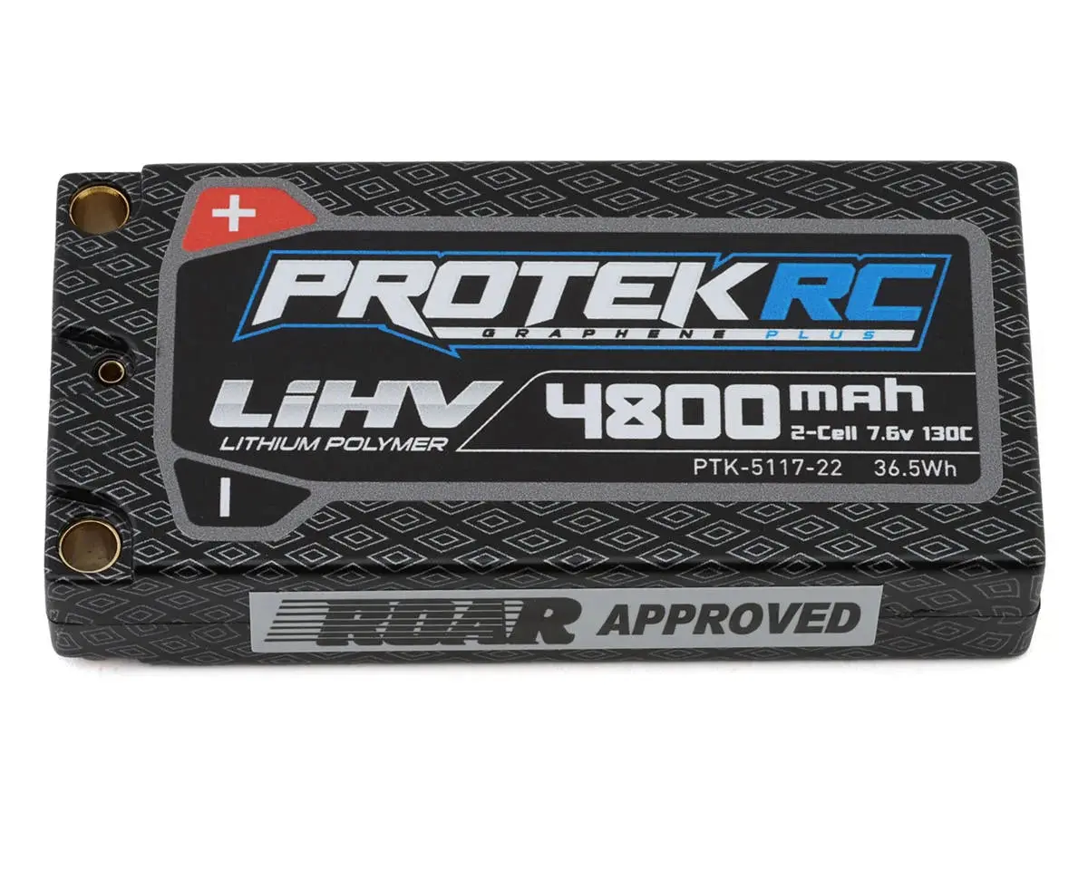 Protek Rc 2S 130C Low Ir Si-Graphene + Hv Lcg Shorty Lipo Battery (7.6V/4800Mah) W/5Mm Connectors (Roar Approved) 1