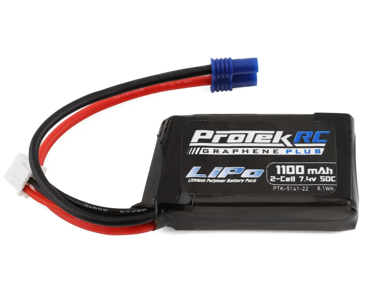 Protek Rc 2S 50C 1100Mah Losi Mini T/B & Jrx2 Lipo Battery W/Ec2 Connector 1