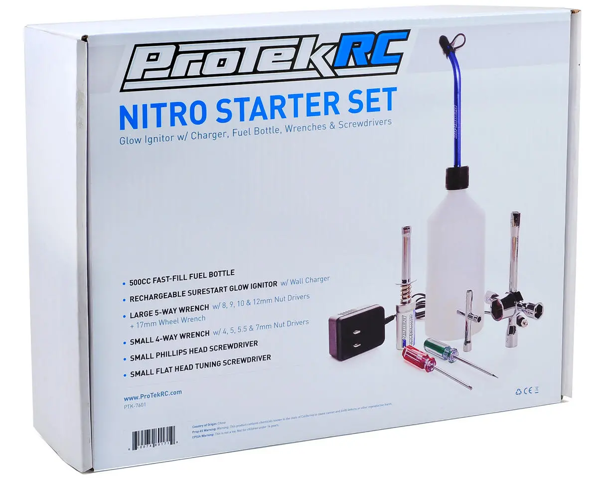 Protek Rc Nitro Starter Set W/Glow Ignitor, Fuel Bottle, Wrenches & Screwdrivers 2