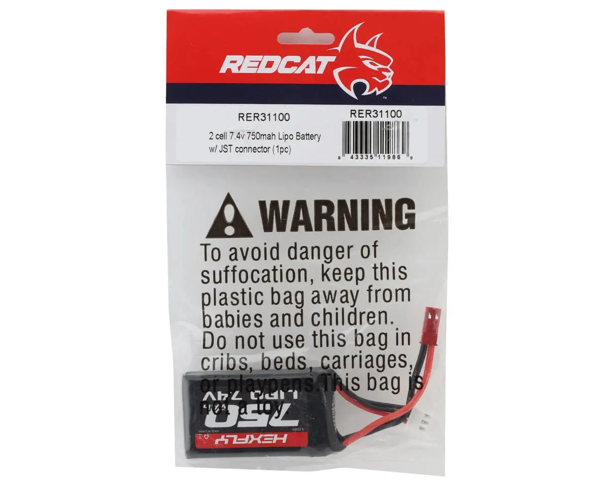 Redcat Mt-18/Ascent-18 2S Lipo Battery (7.4V/750Mah) W/Jst Connector 2