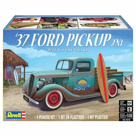 1/25 37 Ford Pickup 2 N 1 With Surfboard - Rmx854516 1