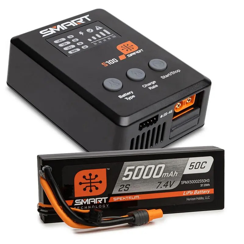 Smart Powerstage Surface Bundle: 5000Mah 2S 50C Lipo Battery (Ic3) / 100W S100 Charger 1