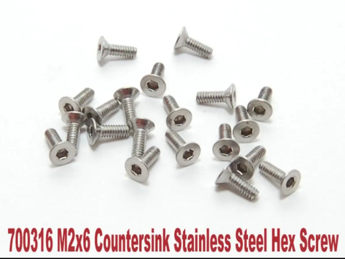 Pn Racing M2x6 Countersink Stainless Steel Hex Machine Screw (20Pcs) (700316) 1
