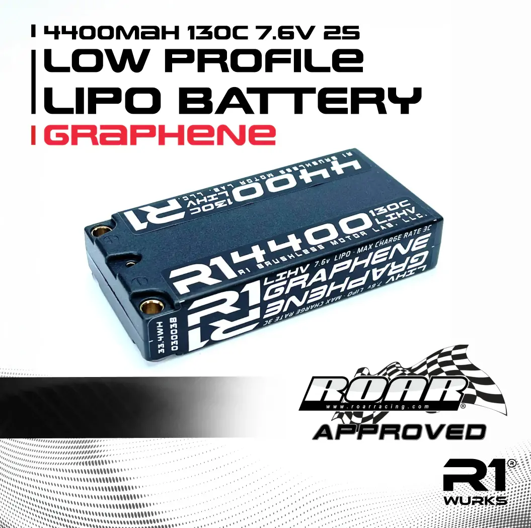 R1wurks 4400Mah 130C 7.6V 2S Low Profile Shorty Lipo Battery, Graphene 1