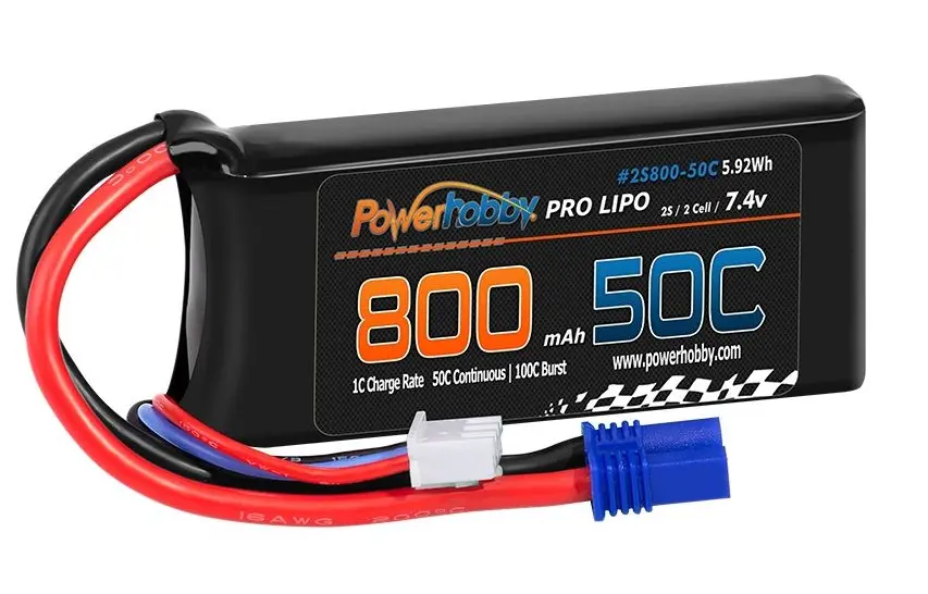 Powerhobby 2S 7.4V 850Mah 50C Lipo Battery W Ec2 Plug Losi Mini-B / Mini-T 2.0 1