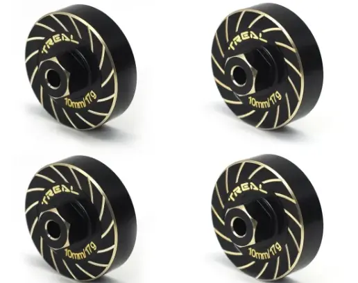 Treal Brass Extended Wheel Hubs 7Mm*10Mm Hex, Axle Counter Weight 17G/Pc (4Pcs) Wheel Spacer For 1/18 Trx4m (Black) 1