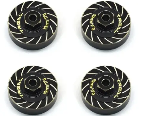 Treal Brass Extended Wheel Hubs 7Mm*10Mm Hex, Axle Counter Weight 17G/Pc (4Pcs) Wheel Spacer For 1/18 Trx4m (Black) 2