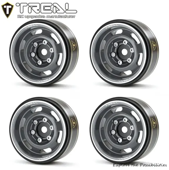 Treal Scx24 Wheels 1.0'' Beadlock Wheels(4P) Vinatge Wheels For 1/24 Scx24 Bronco Gladiator C10 Deadbolt -Type E 1