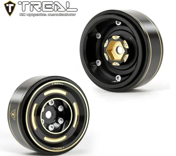 Treal 1.0 Beadlock Wheels Brass Crawler Wheel Rims Weight (4P) Hubs Removable For Scx24 Ax24 Fcx24 Trx4m 1/24 1/18 Rc Crawler, 50G/Pc (Type C) 2