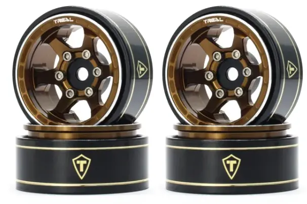 Treal Scx24 Wheels 1.0" Beadlock Wheels (4P) Scale-Look Concave Six Spoke Rim Crawler Wheels For Axial Scx24 -Type D 2