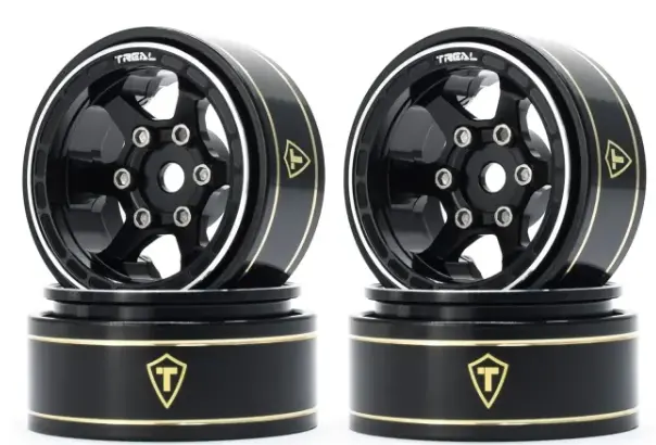 Treal Scx24 Wheels 1.0" Beadlock Wheels (4P) Scale-Look Concave Six Spoke Rim Crawler Wheels For Axial Scx24 -Type D 1
