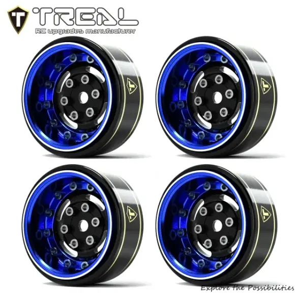 Treal 1.0 Beadlock Wheels Deep Dish Rims (4P) For Scx24 Ax24 Fcx24 Trx4m 1/24 1/18 Crawler Car-Type F 4