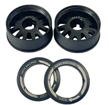 Nexx Racing 2Wd “Jud” Threaded Carbon-Fiber Reinforced Evo Flanged Front Wheels (2) Pcs For Mini-Z (Black) 1