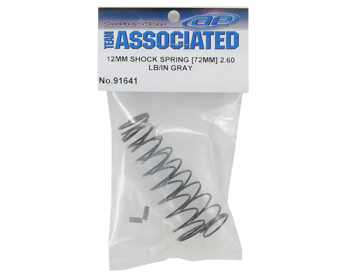 Associated 12Mm Rear Shock Spring (2) (Gray/2.60Lbs) (72Mm Long) 1